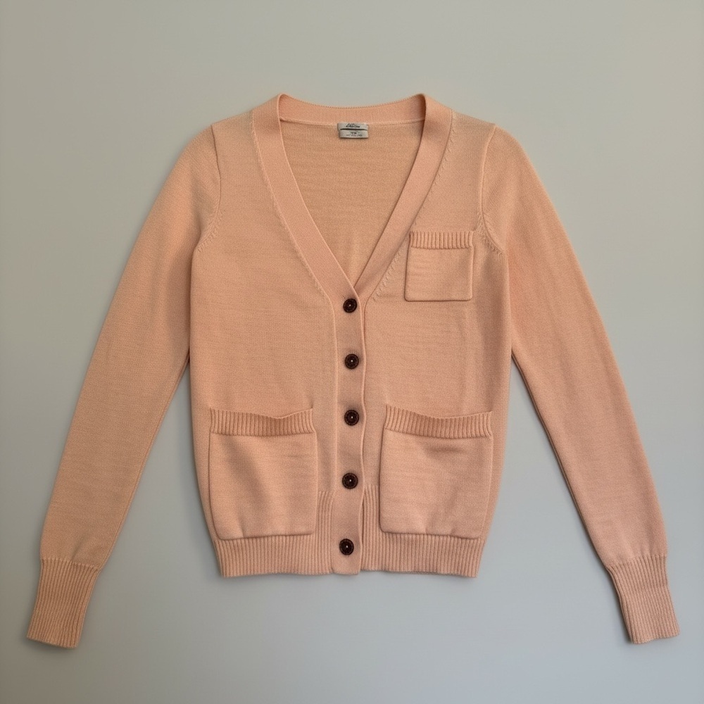 Wallace Pink Merino Wool Cardigan Size XS Button Front Preppy Academia Office